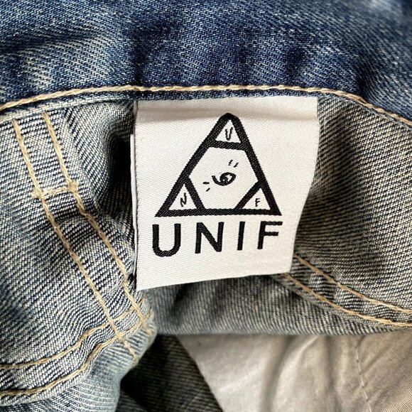 UNIF Double Zip Front Distressed Jeans Shorts High Waisted - Picture 7 of 7